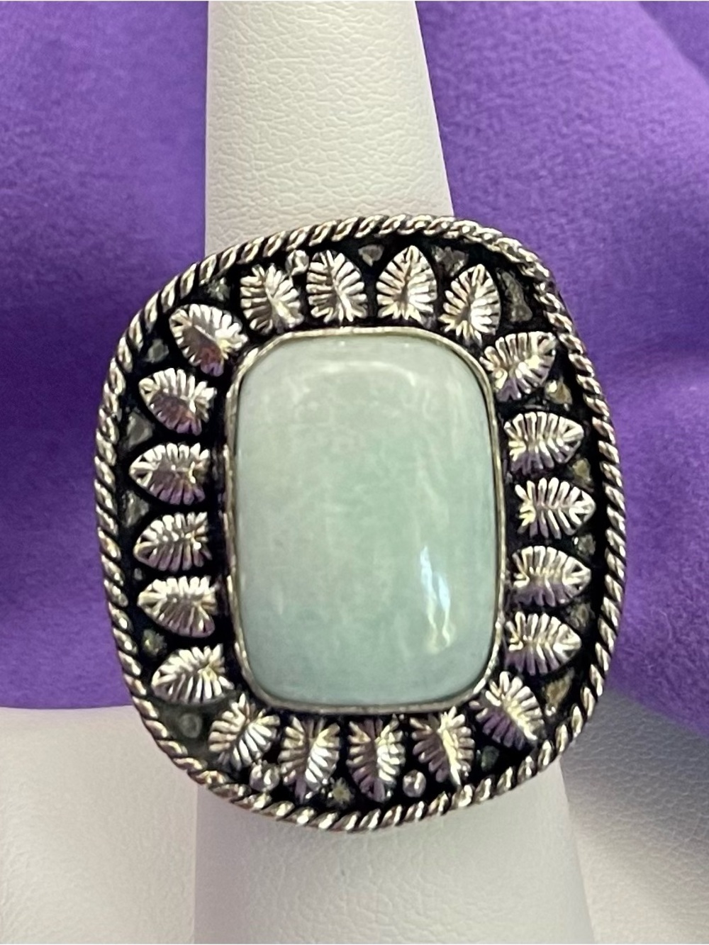 .925 Sterling silver Handcrafted Natural Owyhee Opal statement ring size 7  12g